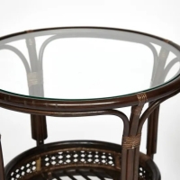 Террасный комплект Pelangi (стол со стеклом + 2 кресла) Walnut (грецкий орех) - Изображение 2